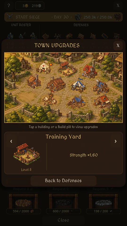 Improve Western Town's buildings to strengthen its defenses.