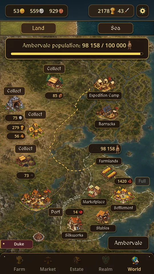 Develop Ambervale as your journey approaches King.